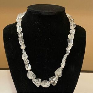 Elegant Quartz Crystal Chunk Beaded Necklace, 17.5 in